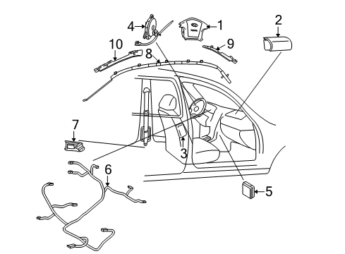 2004 Kia Amanti Air Bag Components Side Impact Sensor Assembly Diagram for 959203F200
