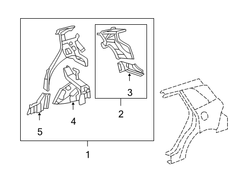 2009 Acura RDX Inner Structure - Quarter Panel Stiffener, Right Rear Pillar (Lower) Diagram for 64345-STK-A00ZZ