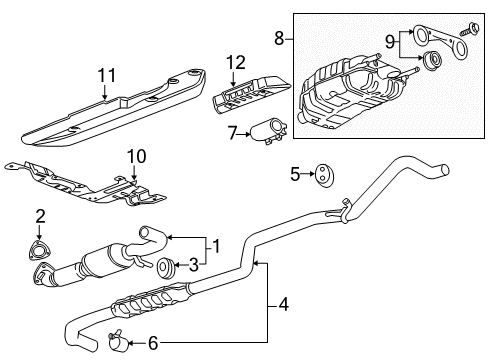 2012 Chevrolet Volt Exhaust Components Muffler Diagram for 22854624