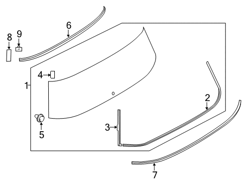 2013 Nissan Quest Lift Gate - Glass & Hardware Clip Diagram for 90358-1JA0A