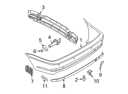 2005 BMW M3 Rear Bumper Reflector Left Diagram for 63146920687