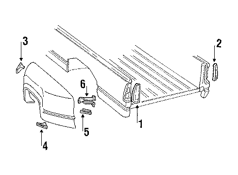 1988 GMC K3500 Combination Lamps Stoplamp Bulb Diagram for 9428902