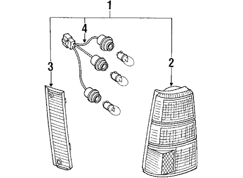 1985 Nissan Sentra Tail Lamps Lamp Rear Combination RH Diagram for 26550-24A00