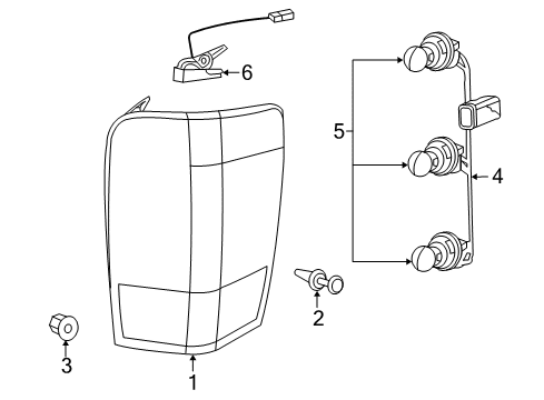 2009 Chrysler Aspen Bulbs Lamp-Tail Stop Backup Diagram for 68001316AA