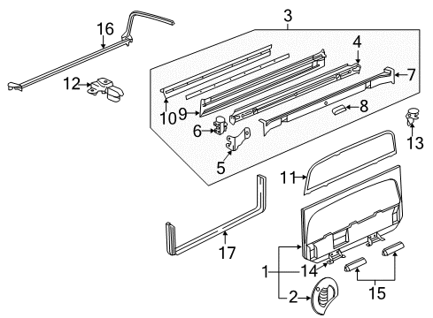 2007 Chevrolet Avalanche Rear Body & Floor - Gate & Hardware Reinforcement Asm-M/Gate Latch *Cashmere Diagram for 15264957