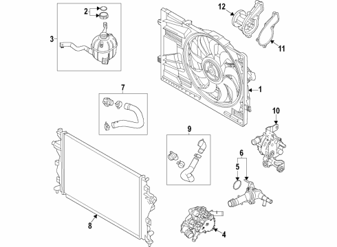 2021 Hyundai Sonata Cooling System, Radiator, Water Pump, Cooling Fan Case Assembly Diagram for 25110-2J650