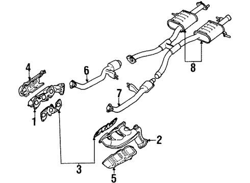 1997 Infiniti J30 Exhaust Components, Exhaust Manifold Front Exhaust Tube Assembly Diagram for 20010-10Y20