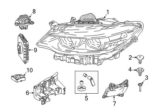 2021 BMW 230i xDrive Headlamp Components Led Module Daytime Driving Lights Right Diagram for 63117494852