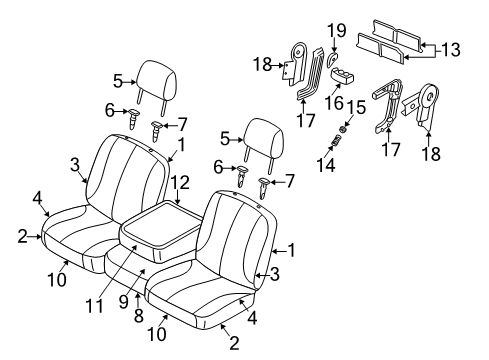 2008 Dodge Ram 3500 Front Seat Components Front Seat Center Cushion Diagram for 1FF021D5AA