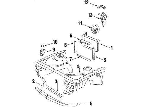 1984 Pontiac Phoenix Radiator & Components, Cooling Fan Motor Pkg-Electric Cooling Fan Diagram for 22035561