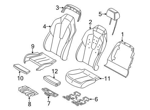 2018 BMW M6 Gran Coupe Front Seat Components Foam Section, Comfort Backrest, Left Diagram for 52108055501