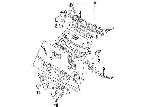 1998 Plymouth Breeze Cowl WEATHERSTRIP-Hood To COWL Diagram for 4646494AB