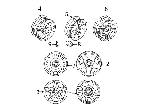 2003 Lincoln LS Wheels Wheel, Alloy Diagram for 1W4Z-1007-AA