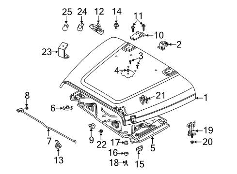 2006 Jeep Wrangler Hood & Components Bracket-Hood Catch Diagram for 55395652AC