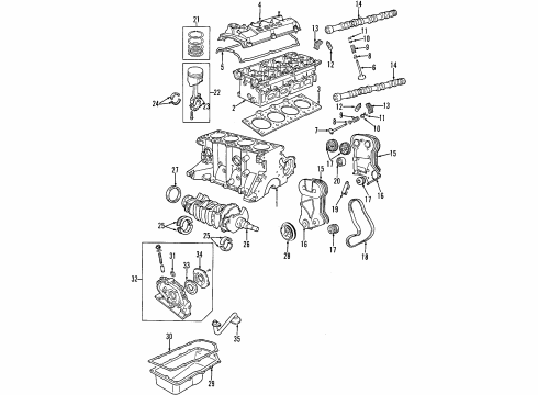 1998 Chrysler Sebring Engine Parts, Mounts, Cylinder Head & Valves, Camshaft & Timing, Oil Pan, Oil Pump, Balance Shafts, Crankshaft & Bearings, Pistons, Rings & Bearings Pump-Water Diagram for 68382490AA