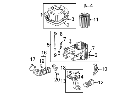2005 Honda CR-V Powertrain Control Case Set, Air Cleaner Diagram for 17201-PNA-000