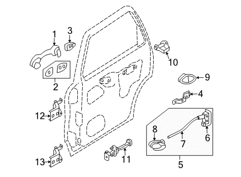 2006 Mercury Mariner Rear Door - Lock & Hardware Cable Diagram for YL8Z-78266A46-AA