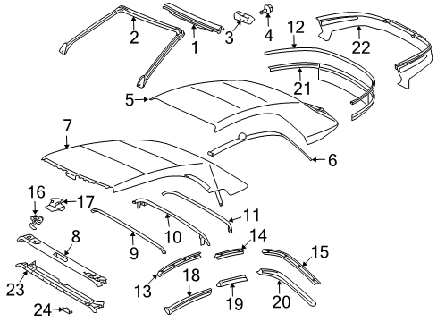 2005 Toyota Solara Top Cover & Components Roof Bow Diagram for 65951-06010