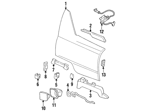 1995 Cadillac DeVille Quarter Panel & Components Actuator Asm-Fuel Tank Filler Door Lock Diagram for 3544792