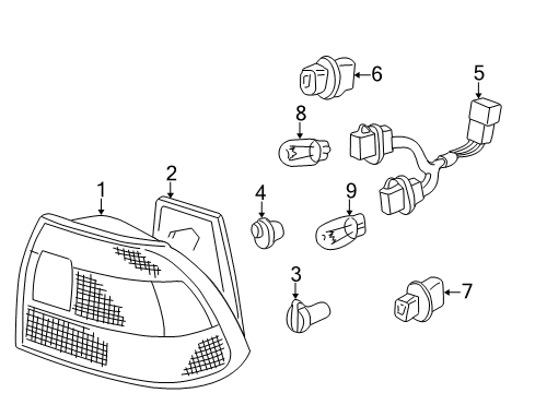 1999 Honda Civic Tail Lamps Lamp Unit, R. Diagram for 33501-S04-A51