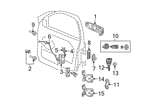 2009 Jeep Grand Cherokee Front Door - Lock & Hardware Screw-HEXAGON Head Diagram for 6503328