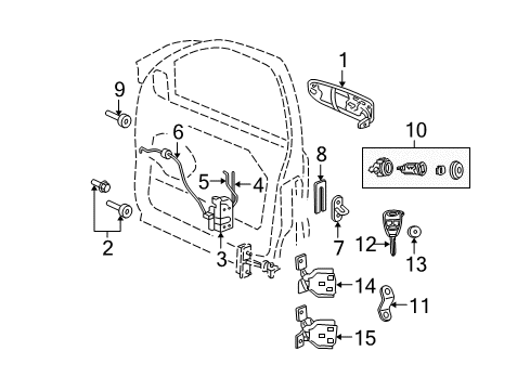 2006 Jeep Grand Cherokee Front Door - Lock & Hardware Link-Inside Handle To Latch Diagram for 5166842AA