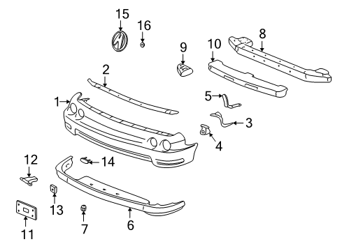 1995 Acura Integra Front Bumper Clip, Front Spoiler Diagram for 60854-SB2-000