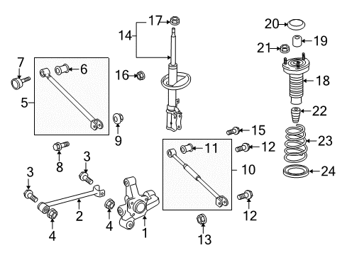 2010 Toyota Venza Rear Suspension Components, Stabilizer Bar Strut Diagram for 48540-A9896
