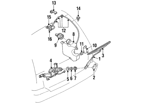 1995 Mercury Tracer Wiper & Washer Components Wiper Arm Diagram for F7CZ-17526-AA