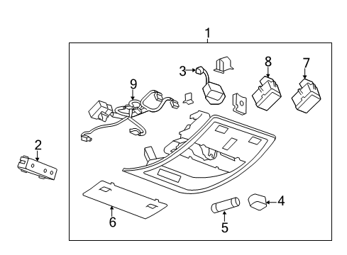 2007 Chevrolet Silverado 2500 HD Overhead Console Roof Console Diagram for 25977640