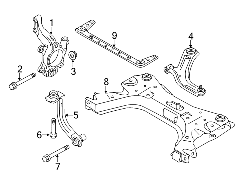 2016 Chevrolet City Express Front Suspension Components, Lower Control Arm, Stabilizer Bar Knuckle Nut Diagram for 19316146