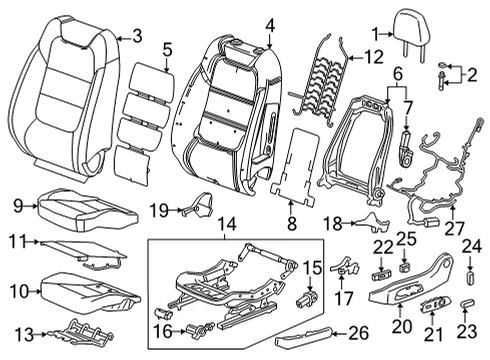 2021 Chevrolet Trailblazer Driver Seat Components Insulator Diagram for 42694681