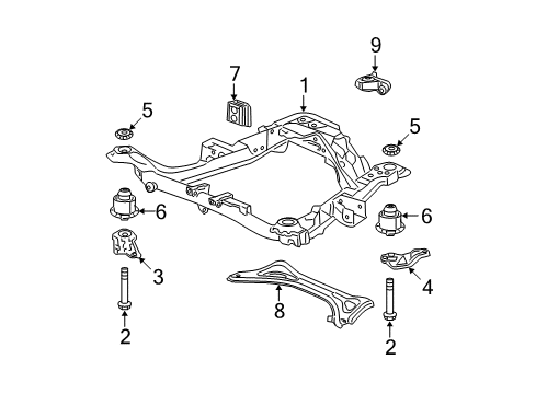 2014 Honda Pilot Suspension Mounting - Front Damper, FR. Sub-Frame Dynamic Diagram for 50205-SZA-A01