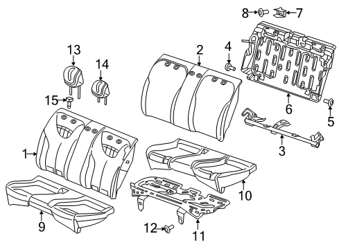 2013 Dodge Dart Rear Seat Components Foam-Seat Cushion Diagram for 68184592AB