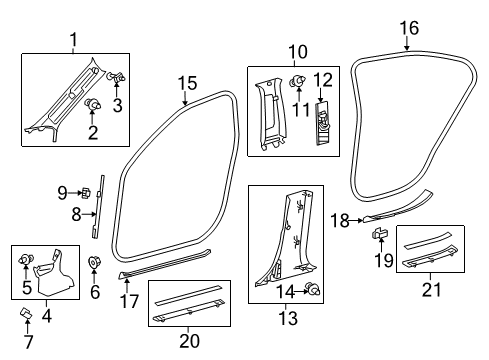 2017 Lexus ES350 Interior Trim - Pillars, Rocker & Floor GARNISH Assembly, Front Pillar Diagram for 62210-06250-A0