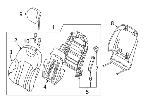 2018 Genesis G80 Passenger Seat Components Guide Assembly-HEADREST With Lever Diagram for 88385-B1000-NNR