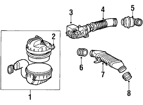 1987 Toyota Cressida Air Inlet Meter Assy, Intake Air Flow Diagram for 22250-43230