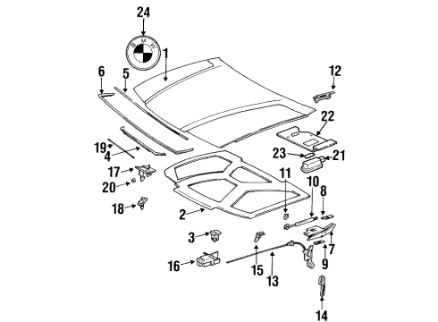 1996 BMW 318i Hood & Components Gas Pressurized Spring Diagram for 51231960852