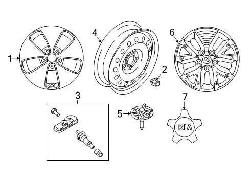 2019 Kia Soul EV Wheels Wheel Hub Cap Assembly Diagram for 52960E4000