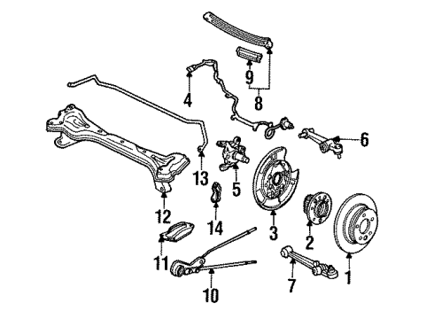 1992 Acura Legend Rear Suspension Components, Lower Control Arm, Upper Control Arm, Stabilizer Bar Protector, Right Rear Arm B (Lower) Diagram for 52357-SP0-A00