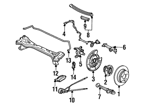 1991 Acura Legend Rear Brakes Caliper Assembly, Left Rear (Nissin) Diagram for 43230-SP0-003