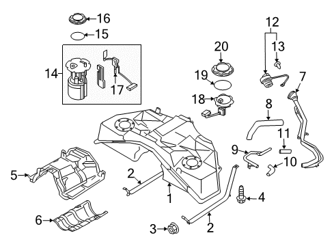 2017 Infiniti Q60 Fuel Supply Tank Assembly - Fuel Diagram for 17202-4HK0A