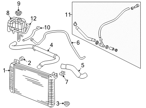 2007 Hummer H2 Radiator & Components Radiator Vent Inlet Hose (Upper) Diagram for 19130004