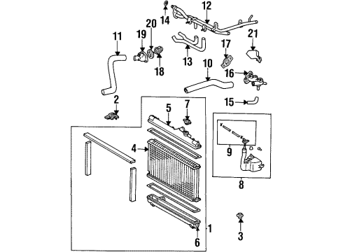 1998 Toyota Celica Radiator & Components Radiator Assembly Diagram for 16400-7A070