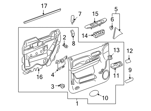 2011 Chevrolet Tahoe Interior Trim - Front Door Door Trim Panel Diagram for 20954876