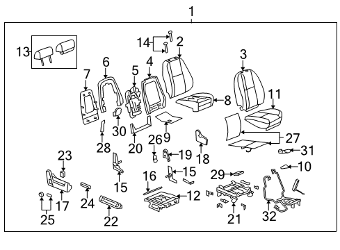 2010 GMC Yukon XL 2500 Front Seat Components Harness Asm-Passenger Seat Adjuster Wiring Diagram for 20788044