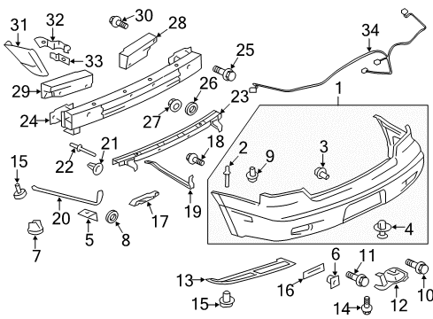 2006 Mitsubishi Outlander Rear Bumper Bolt Diagram for MS240146