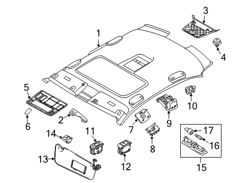 2007 BMW 650i Sunroof Covering Front Diagram for 51447900380