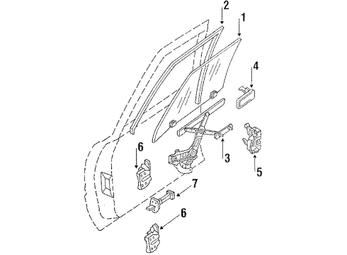 1985 Nissan Stanza Front Door - Glass & Hardware Regulator Door Window Rh Diagram for 80720-D0300