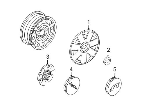 2009 Mercury Milan Wheel Covers & Trim Center Cap Diagram for 9N7Z-1130-A